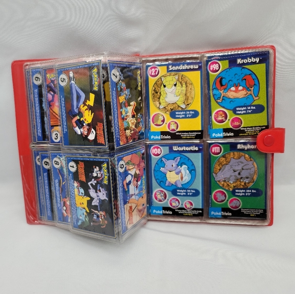 1999 Original Pokemon BurgerKing PokeTrivia Trading Cards + Pikachu Red Binder - Picture 8 of 11